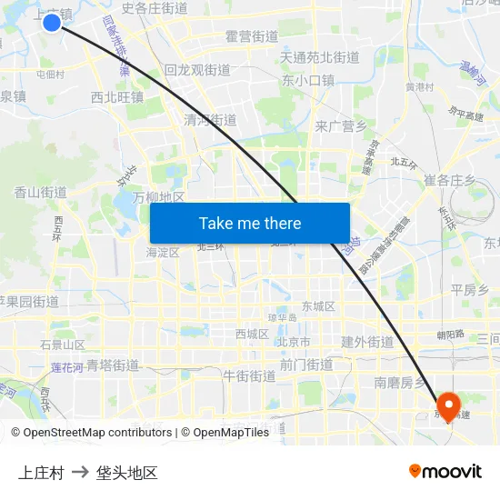 上庄村 to 垡头地区 map