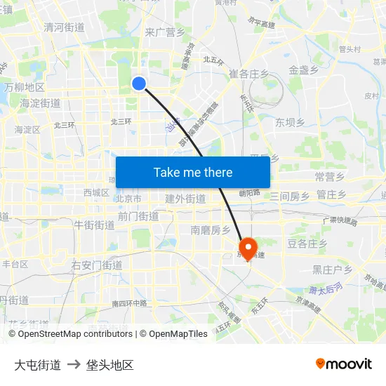 大屯街道 to 垡头地区 map