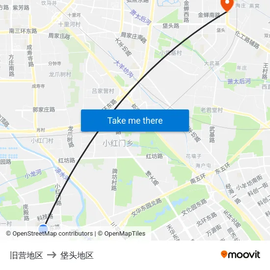旧营地区 to 垡头地区 map