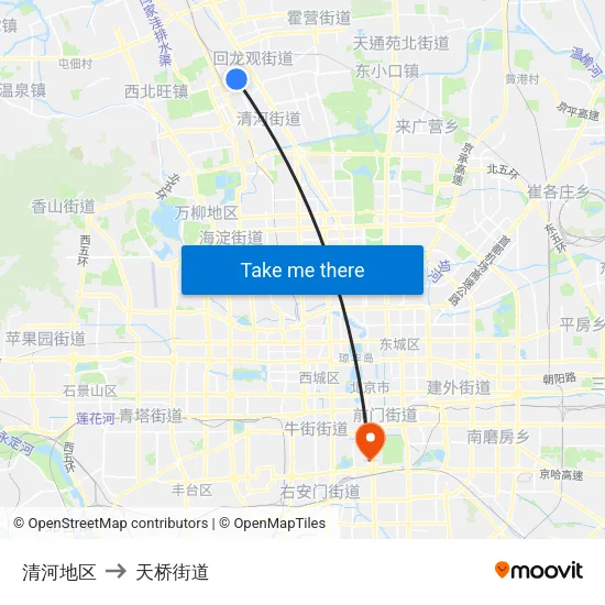清河地区 to 天桥街道 map