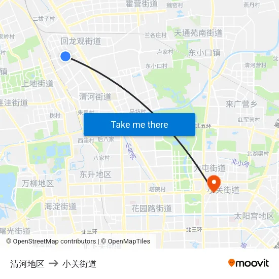 清河地区 to 小关街道 map