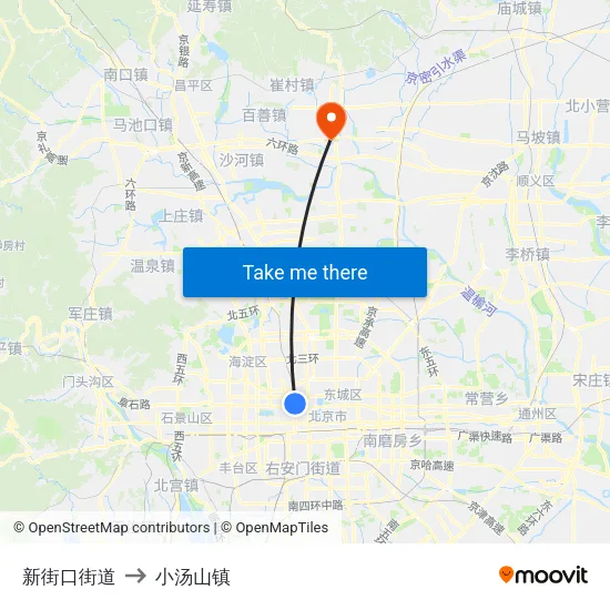 新街口街道 to 小汤山镇 map
