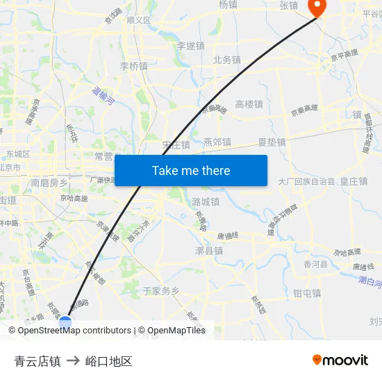 青云店镇 to 峪口地区 map