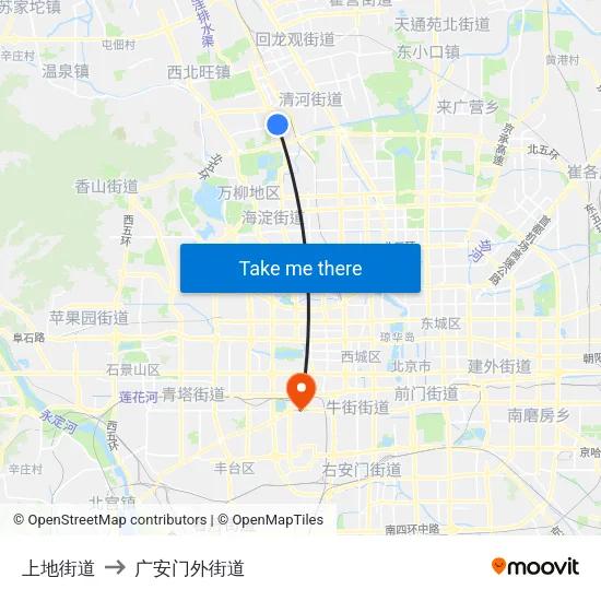 上地街道 to 广安门外街道 map