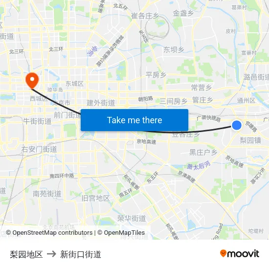 梨园地区 to 新街口街道 map