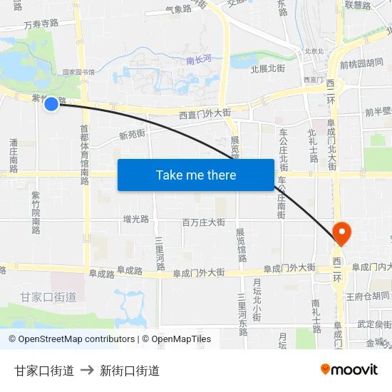 甘家口街道 to 新街口街道 map