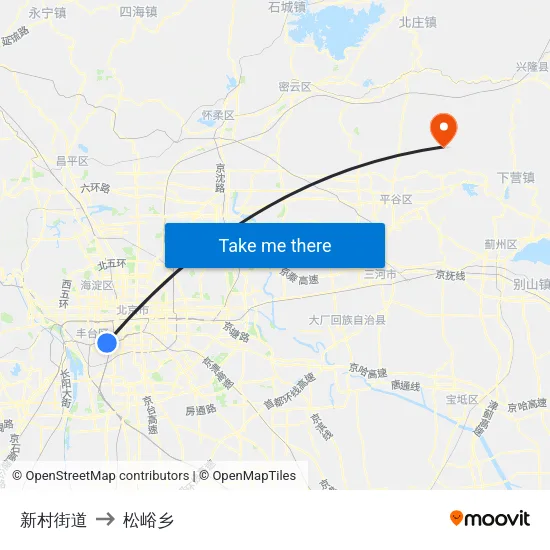 新村街道 to 松峪乡 map