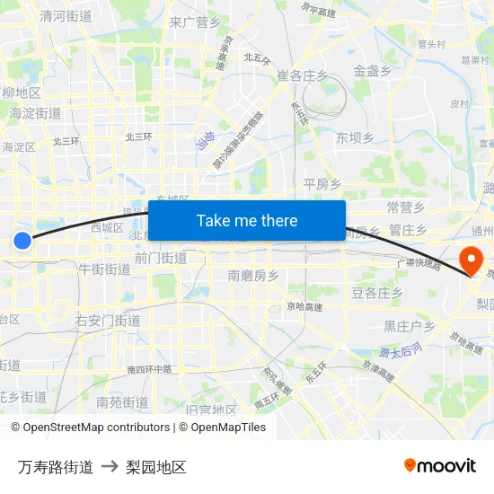 万寿路街道 to 梨园地区 map
