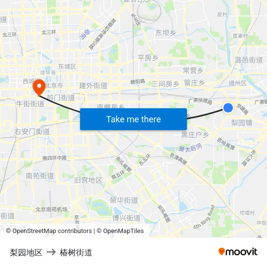 梨园地区 to 椿树街道 map