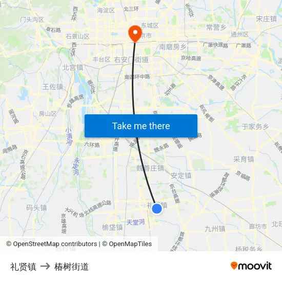 礼贤镇 to 椿树街道 map