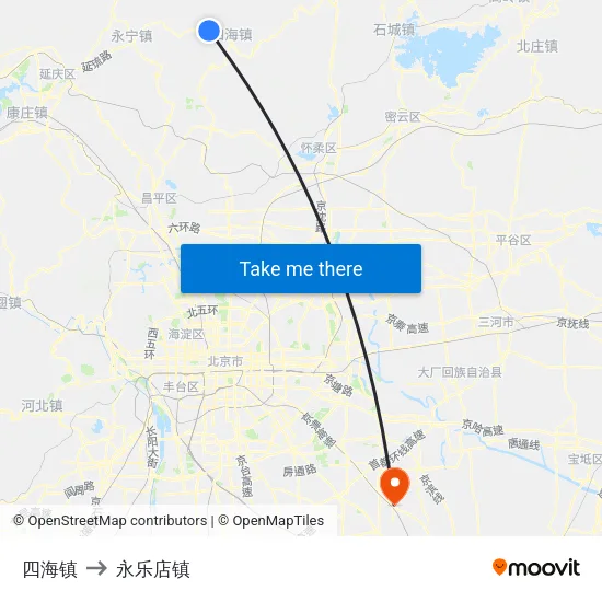 四海镇 to 永乐店镇 map