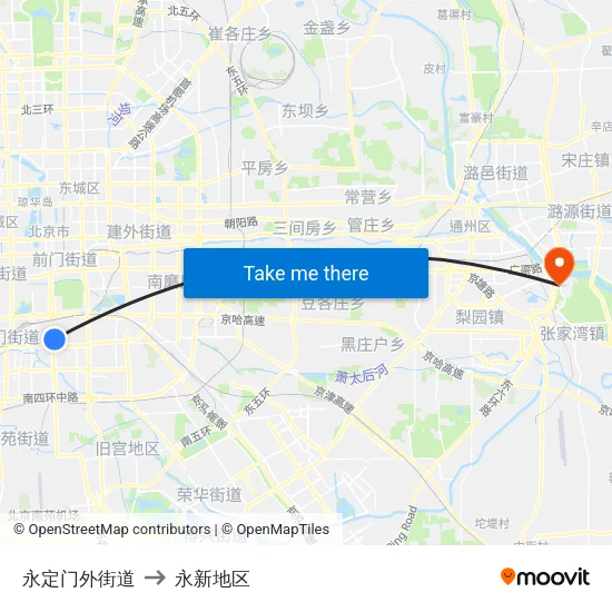 永定门外街道 to 永新地区 map