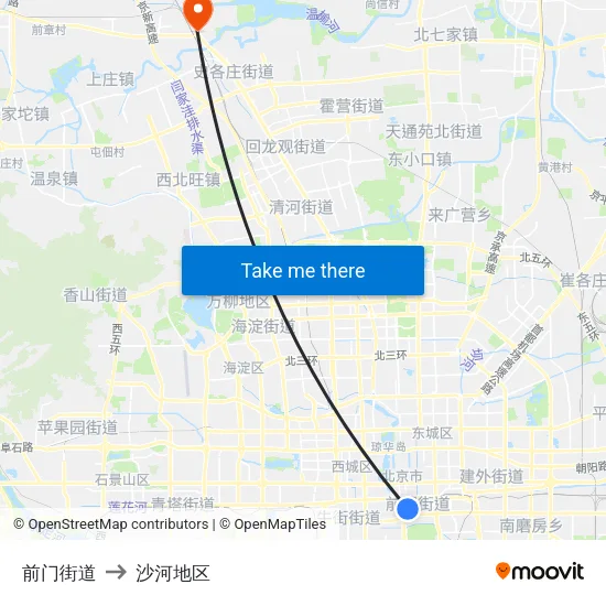 前门街道 to 沙河地区 map