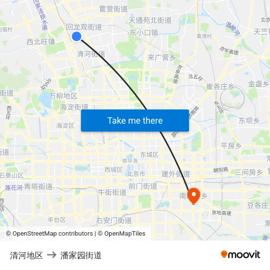 清河地区 to 潘家园街道 map