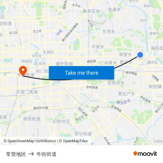 常营地区 to 牛街街道 map