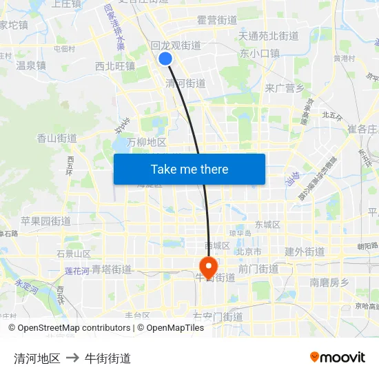 清河地区 to 牛街街道 map