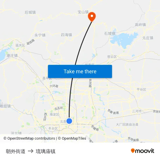 朝外街道 to 琉璃庙镇 map