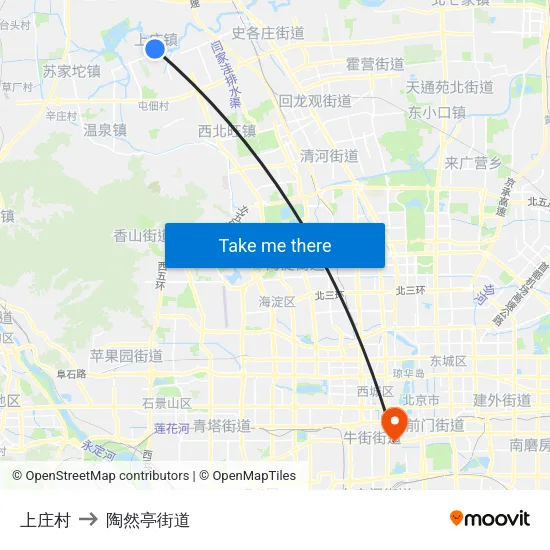 上庄村 to 陶然亭街道 map
