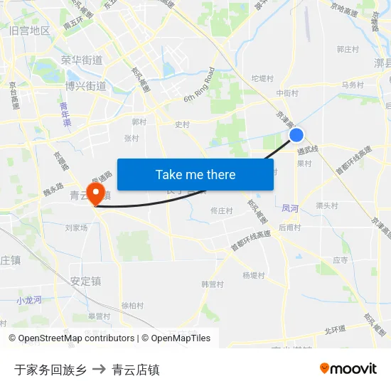于家务回族乡 to 青云店镇 map