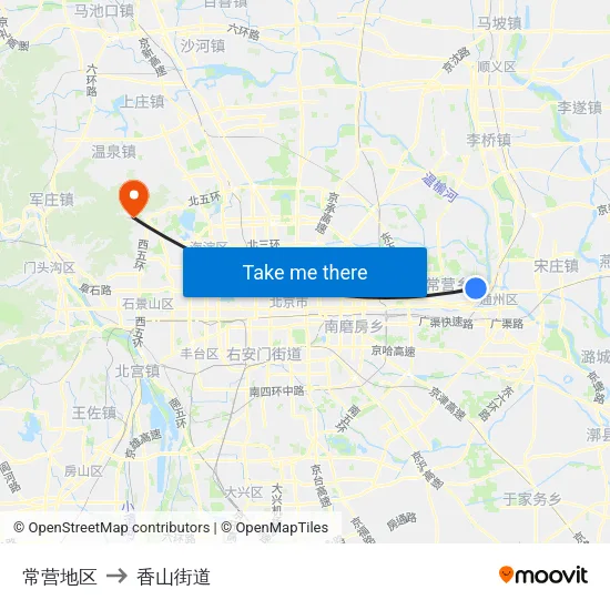 常营地区 to 香山街道 map
