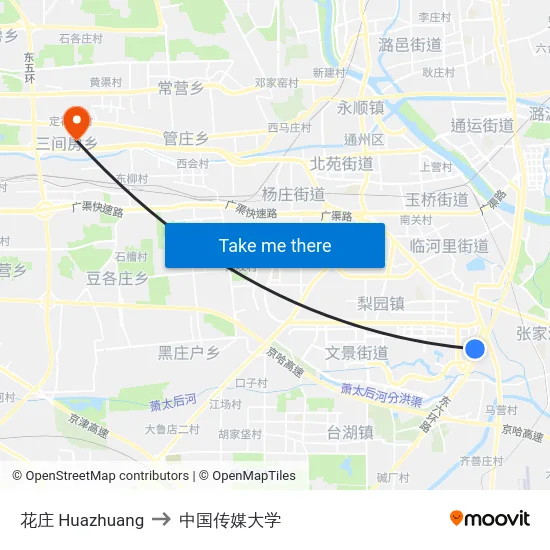 花庄 Huazhuang to 中国传媒大学 map