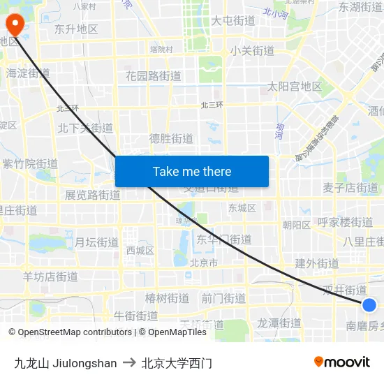 九龙山 Jiulongshan to 北京大学西门 map