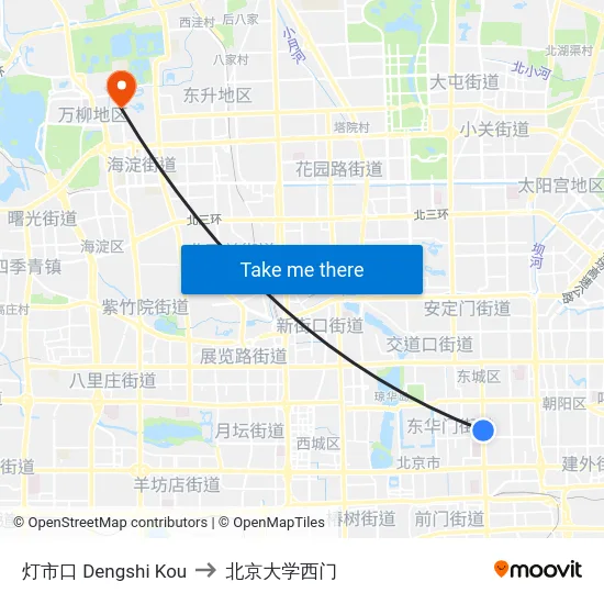 灯市口 Dengshi Kou to 北京大学西门 map