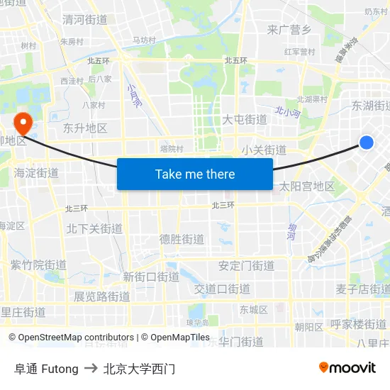 阜通 Futong to 北京大学西门 map