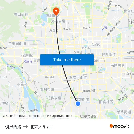 槐房西路 to 北京大学西门 map