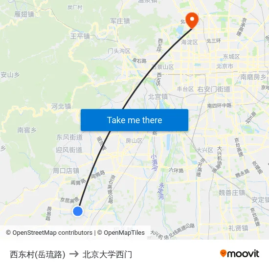 西东村(岳琉路) to 北京大学西门 map
