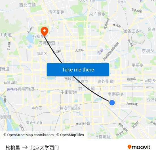 松榆里 to 北京大学西门 map