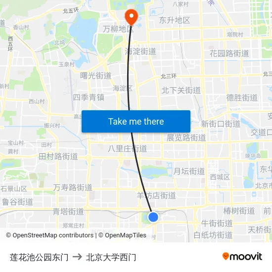 莲花池公园东门 to 北京大学西门 map