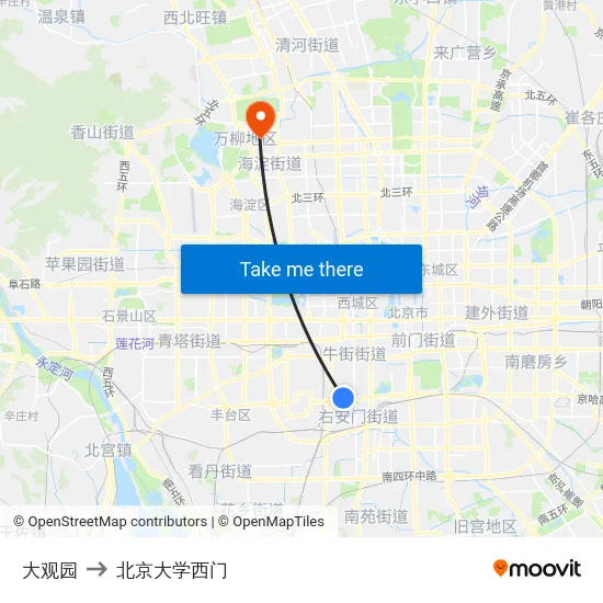 大观园 to 北京大学西门 map