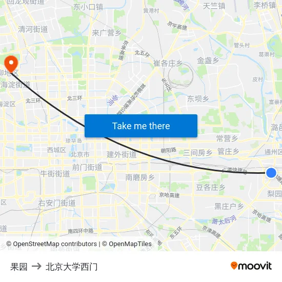 果园 to 北京大学西门 map