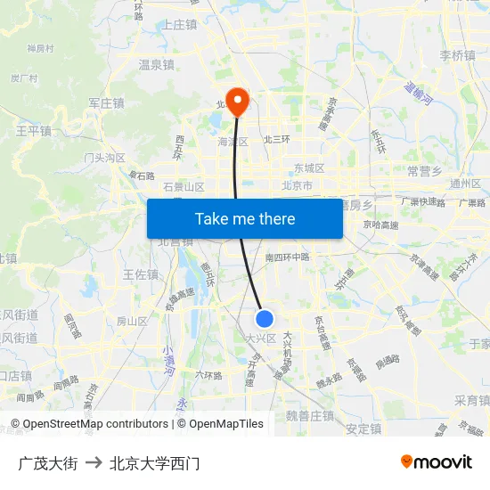 广茂大街 to 北京大学西门 map
