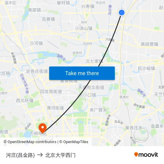 河庄(昌金路) to 北京大学西门 map