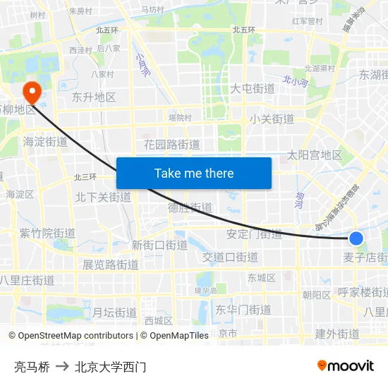 亮马桥 to 北京大学西门 map