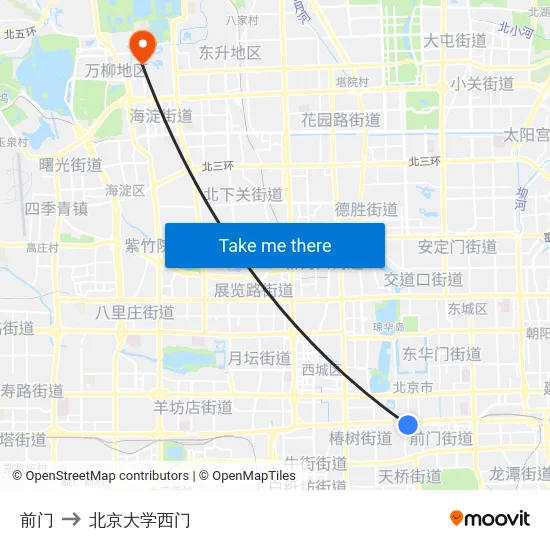 前门 to 北京大学西门 map