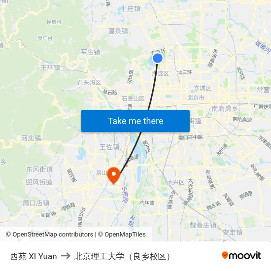 西苑 XI Yuan to 北京理工大学（良乡校区） map