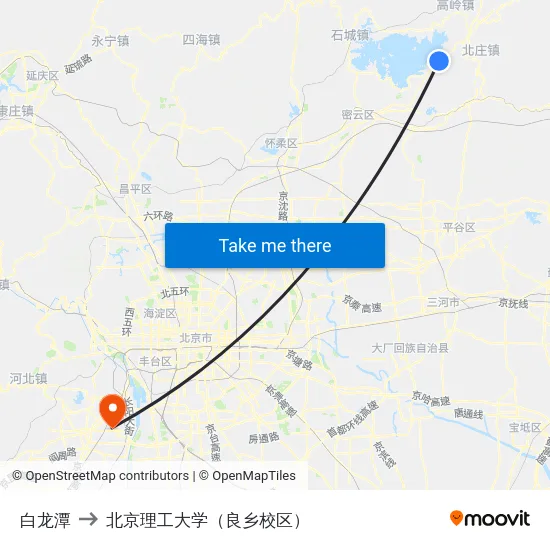 白龙潭 to 北京理工大学（良乡校区） map