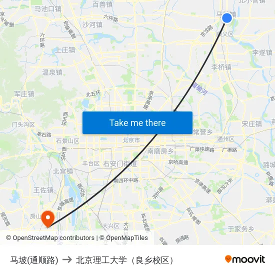 马坡(通顺路) to 北京理工大学（良乡校区） map