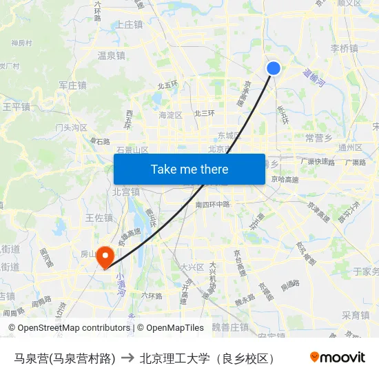 马泉营(马泉营村路) to 北京理工大学（良乡校区） map