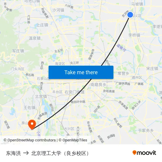 东海洪 to 北京理工大学（良乡校区） map