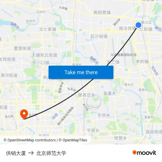 供销大厦 to 北京师范大学 map