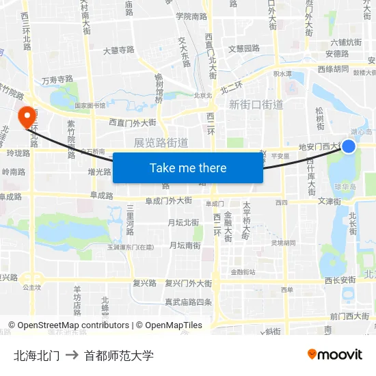 北海北门 to 首都师范大学 map