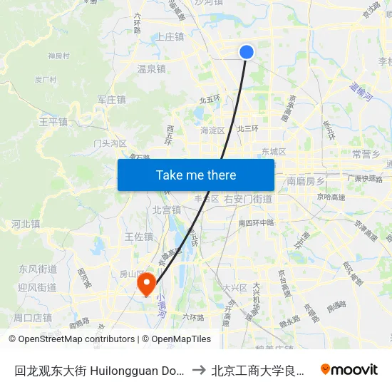 回龙观东大街  Huilongguan Dongdajie to 北京工商大学良乡校区 map