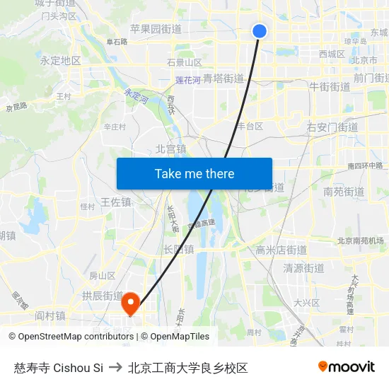 慈寿寺 Cishou Si to 北京工商大学良乡校区 map