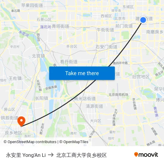 永安里 Yong'An Li to 北京工商大学良乡校区 map