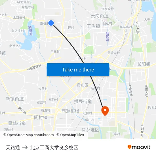 天路通 to 北京工商大学良乡校区 map