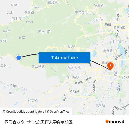 四马台水泉 to 北京工商大学良乡校区 map